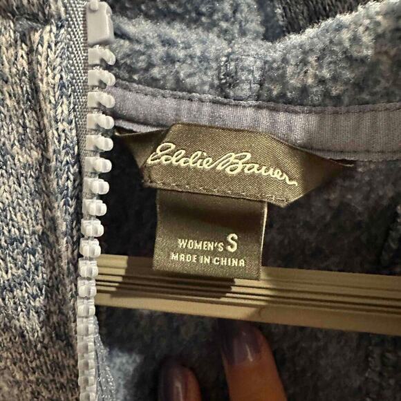 Eddie Bauer Womens Blue Heathered Full Zip Hooded Fleece Long Sleeve Jacket S - Picture 6 of 9